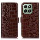 Honor X6b Crocodile Series Læderpung med RFID - Brun
