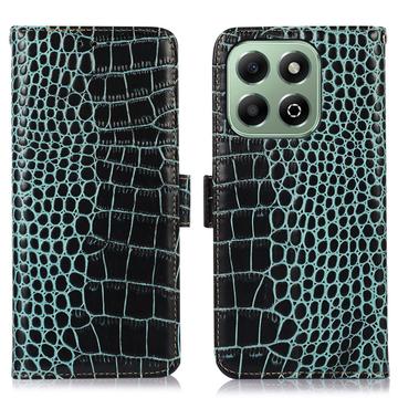 Honor X6b Crocodile Series Læderpung med RFID - Grøn
