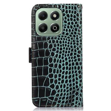 Honor X6b Crocodile Series Læderpung med RFID - Grøn