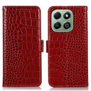 Honor X6b Crocodile Series Læderpung med RFID - Rød