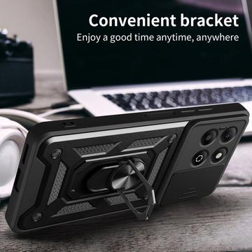 Honor X6b Roterende Ring Hybrid Cover med Kameraskjold - Sort