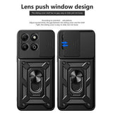 Honor X6b Roterende Ring Hybrid Cover med Kameraskjold - Blå