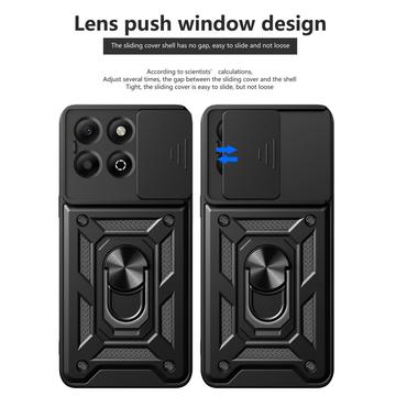 Honor X6b Roterende Ring Hybrid Cover med Kameraskjold - Rød