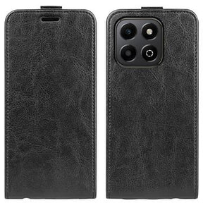 Honor X6b Vertikal Flip Cover med Kortholder - Sort