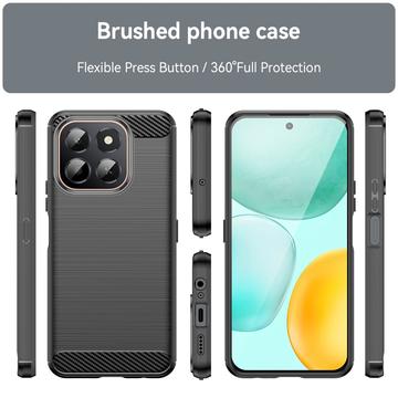 Honor X6c Børstet TPU Cover - Karbonfiber - Sort