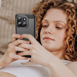 Honor X6c Børstet TPU Cover - Karbonfiber - Sort