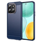 Honor X6c Børstet TPU Cover - Karbonfiber - blå
