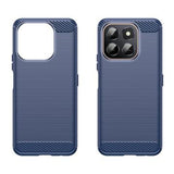 Honor X6c Børstet TPU Cover - Karbonfiber - blå