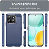Honor X6c Børstet TPU Cover - Karbonfiber - blå