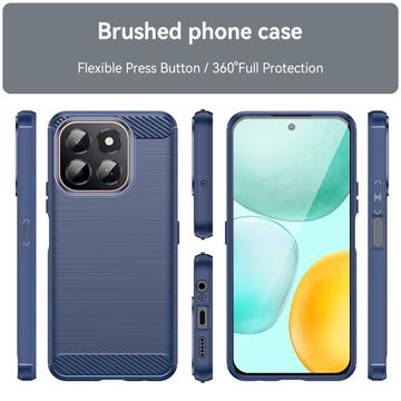 Honor X6c Børstet TPU Cover - Karbonfiber - blå