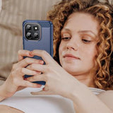 Honor X6c Børstet TPU Cover - Karbonfiber - blå