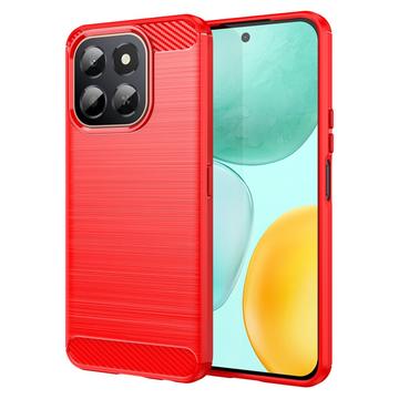 Honor X6c Børstet TPU Cover - Karbonfiber - rød