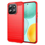 Honor X6c Børstet TPU Cover - Karbonfiber - rød