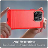 Honor X6c Børstet TPU Cover - Karbonfiber - rød