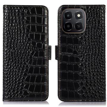 Honor X6c Crocodile Series Læderpung med RFID - Sort