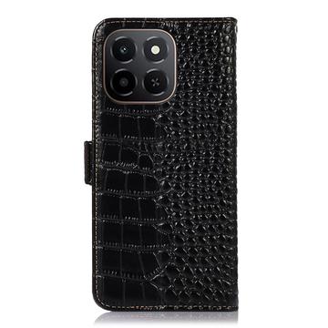Honor X6c Crocodile Series Læderpung med RFID - Sort