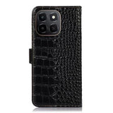 Honor X6c Crocodile Series Læderpung med RFID - Sort