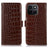 Honor X6c Crocodile Series Læderpung med RFID - Brun