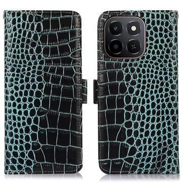 Honor X6c Crocodile Series Læderpung med RFID - Grøn