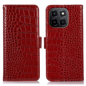 Honor X6c Crocodile Series Læderpung med RFID - Rød