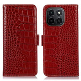 Honor X6c Crocodile Series Læderpung med RFID - Rød