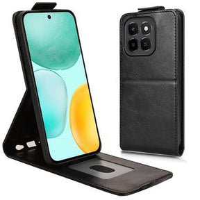 Honor X6c lodret flip-etui med stativ - sort