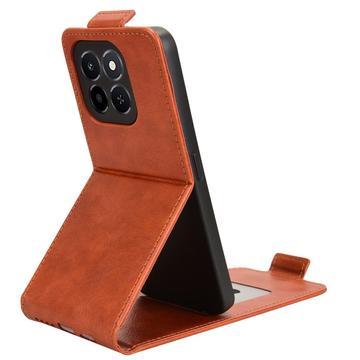 Honor X6c lodret flip-etui med stativ - Brun