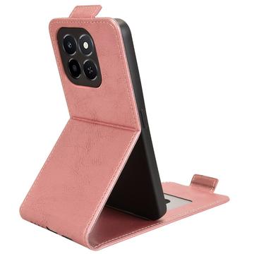 Honor X6c lodret flip-etui med stativ - rosaguld