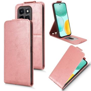 Honor X6c lodret flip-etui med stativ - rosaguld
