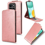 Honor X6c lodret flip-etui med stativ - rosaguld