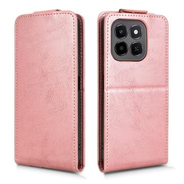 Honor X6c lodret flip-etui med stativ - rosaguld