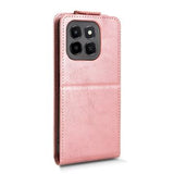 Honor X6c lodret flip-etui med stativ - rosaguld