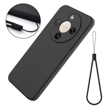 Honor X70/X9d/Magic8 Lite Flydende silikone cover med håndrem - sort