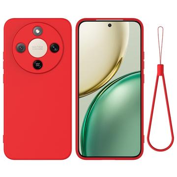 Honor X70/X9d/Magic8 Lite Flydende silikone cover med håndrem - rød