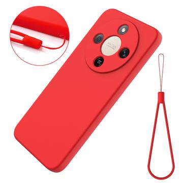 Honor X70/X9d/Magic8 Lite Flydende silikone cover med håndrem - rød