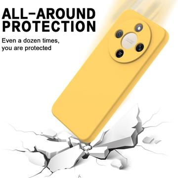 Honor X70/X9d/Magic8 Lite Flydende silikone cover med håndrem - gul