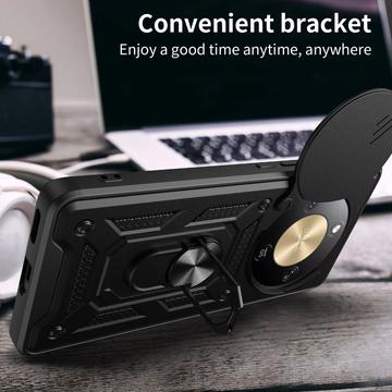 Honor X70/X9d/Magic8 Lite Roterende Ring Hybrid Cover med Kameraskjold - Sort