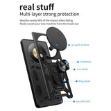 Honor X70/X9d/Magic8 Lite Roterende Ring Hybrid Cover med Kameraskjold - Sort
