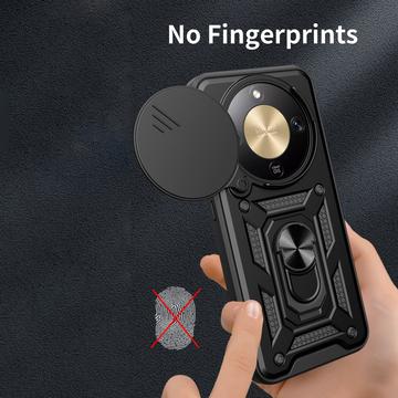 Honor X70/X9d/Magic8 Lite Roterende Ring Hybrid Cover med Kameraskjold - Sort