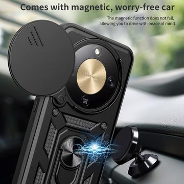 Honor X70/X9d/Magic8 Lite Roterende Ring Hybrid Cover med Kameraskjold - Sort
