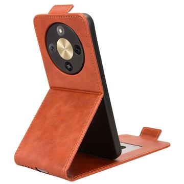 Honor X70/X9d/Magic8 Lite lodret flip-etui med stativ - Brun