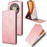 Honor X70/X9d/Magic8 Lite lodret flip-etui med stativ - rosaguld