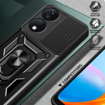 Honor X7b/90 Smart Roterende Ring Hybrid Cover med Kameraskjold - Rød