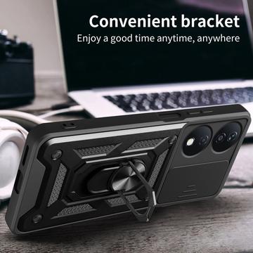 Honor X7b/90 Smart Roterende Ring Hybrid Cover med Kameraskjold - Rød