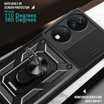 Honor X7b/90 Smart Roterende Ring Hybrid Cover med Kameraskjold - Rød
