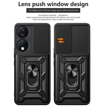 Honor X7b/90 Smart Roterende Ring Hybrid Cover med Kameraskjold - Rød
