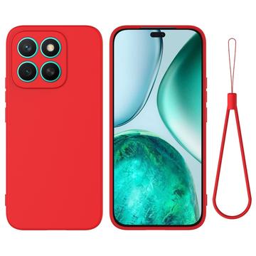 Honor X8c Flydende silikone cover med håndrem - rød