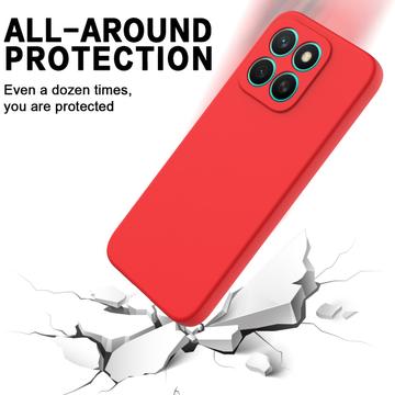 Honor X8c Flydende silikone cover med håndrem - rød