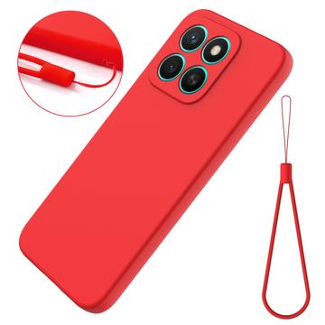 Honor X8c Flydende silikone cover med håndrem - rød