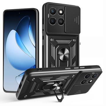 Honor X8c Roterende Ring Hybrid Cover med Kameraskjold - Sort